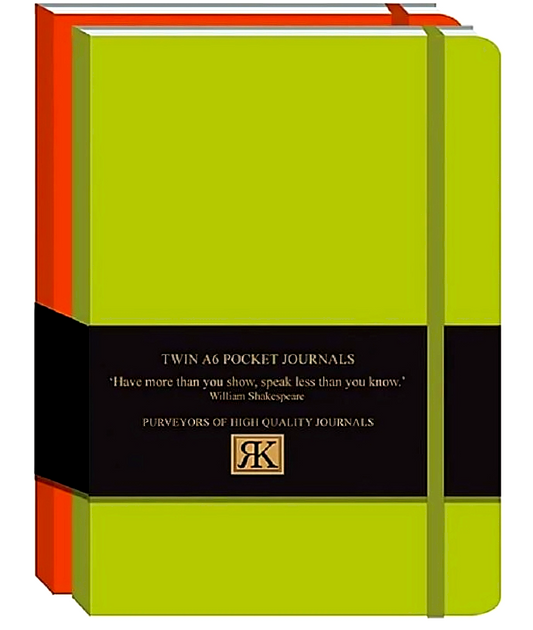 Pocket Pu Journal Twin Pack With Black & Gold Foil Bellyband (Orange & L.Green)