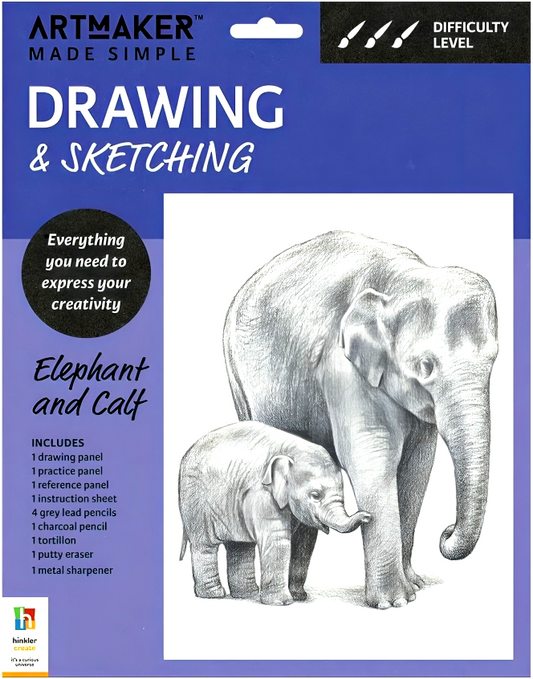 Art Maker Made Simple Drawing & Sketching Kit: Elephant And Calf