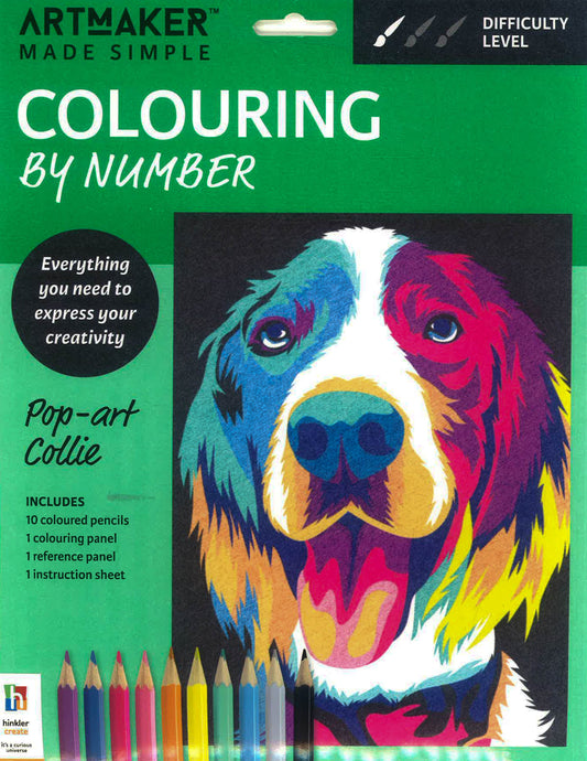 Art Maker Made Simple Colour By Number Kit Pop-Art Collie