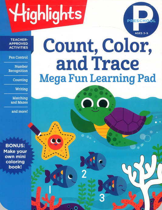 Highlights Preschool Count, Color, And Trace Mega Fun Learning Pad