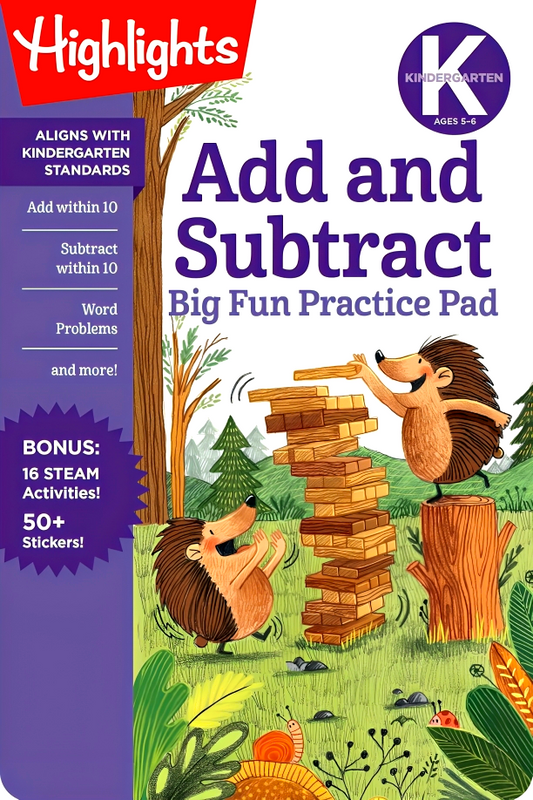 Highlights Kindergarten Add And Subtract Big Fun Practice Pad