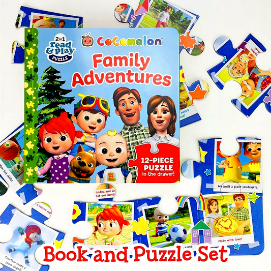 Cocomelon Family Adventures Book & 12 Piece Puzzle Set