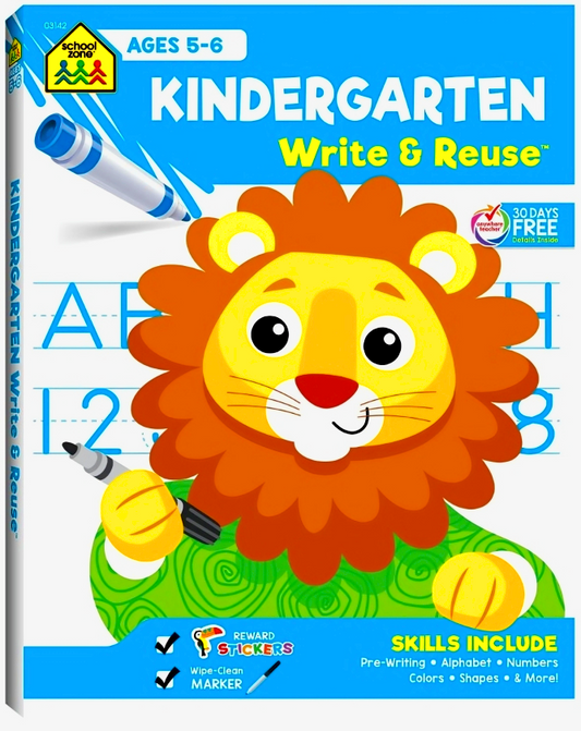 Kindergarten Write & Reuse Activity Book