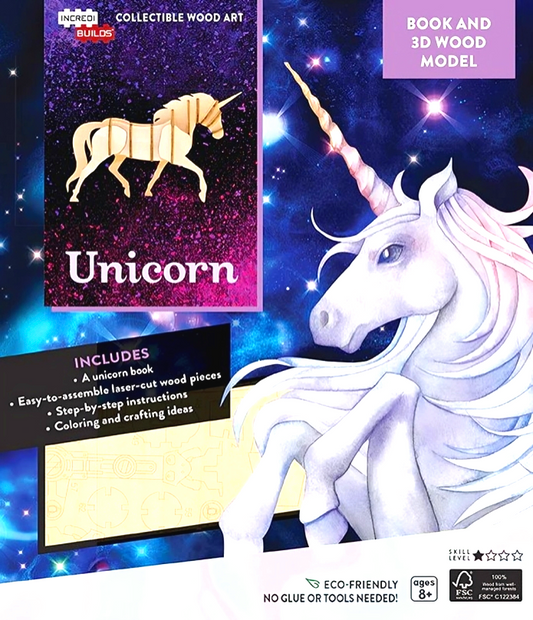 Incredibuilds: Unicorn Book And 3D Wood Model