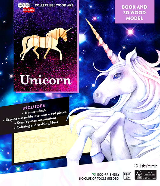 Incredibuilds: Unicorn Book And 3D Wood Model