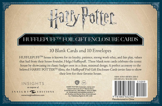 Harry Potter: Hufflepuff Crest Foil Gift Enclosure Cards (Set Of 10)