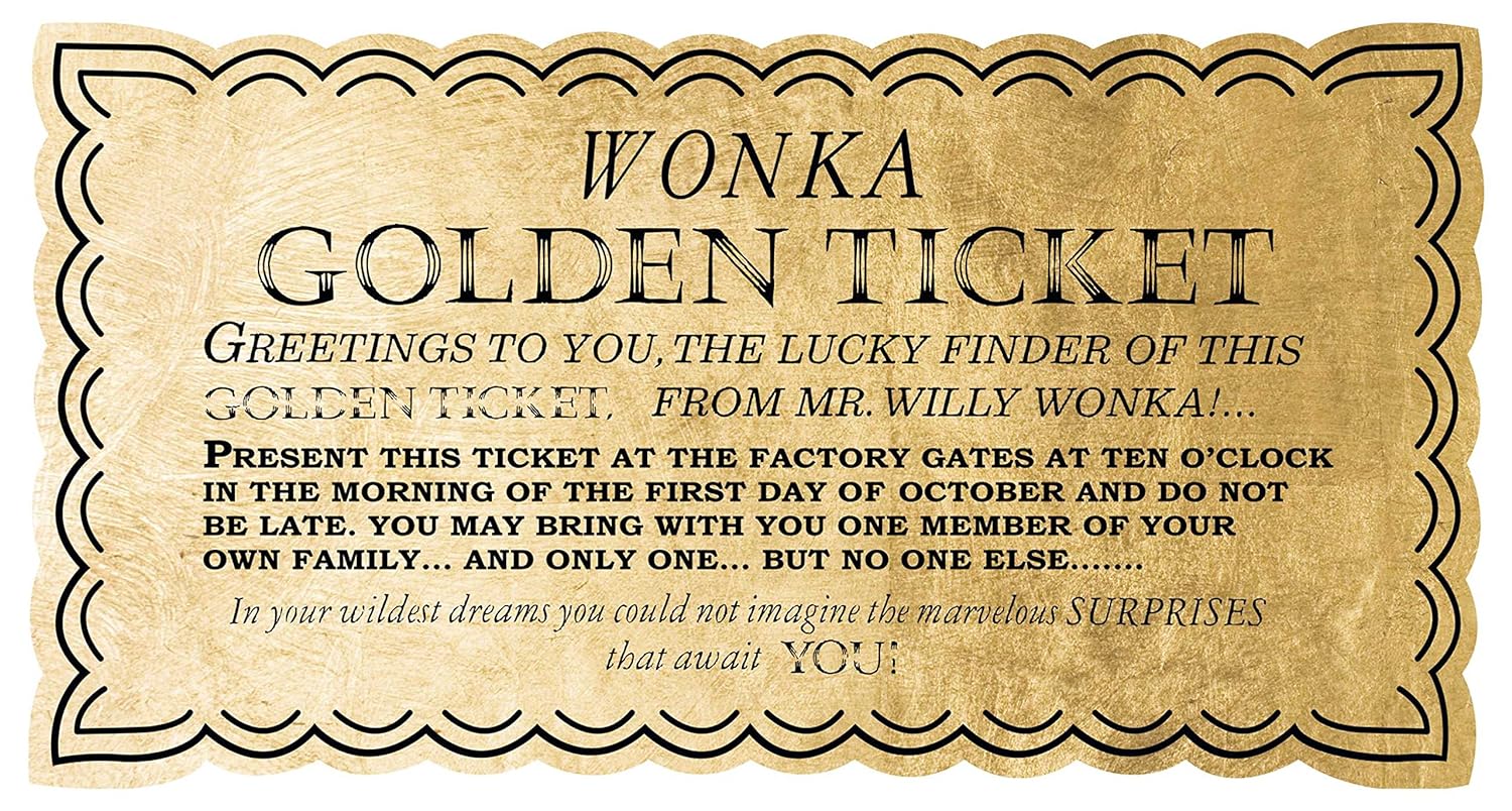 Chocolate Factory Golden Ticket Prop Replica classic 