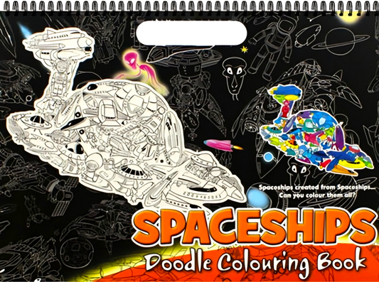 A4 Landscape Doodle Book: Spaceships