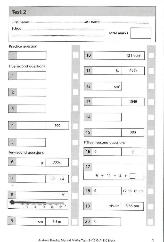 Mental Maths Tests For Ages 9 10 Timed Mental Maths Practice For