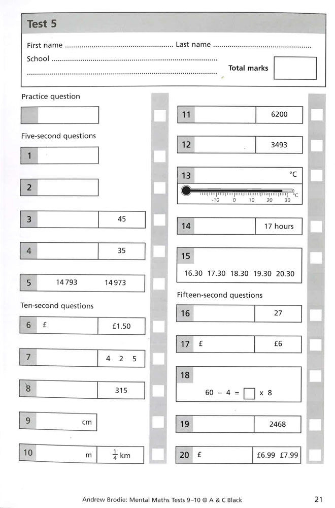 Mental Maths Tests For Ages 9 10 Timed Mental Maths Practice For