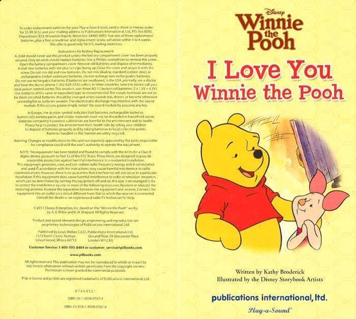 Disney Winnie The Pooh: I Love You Winnie The Pooh