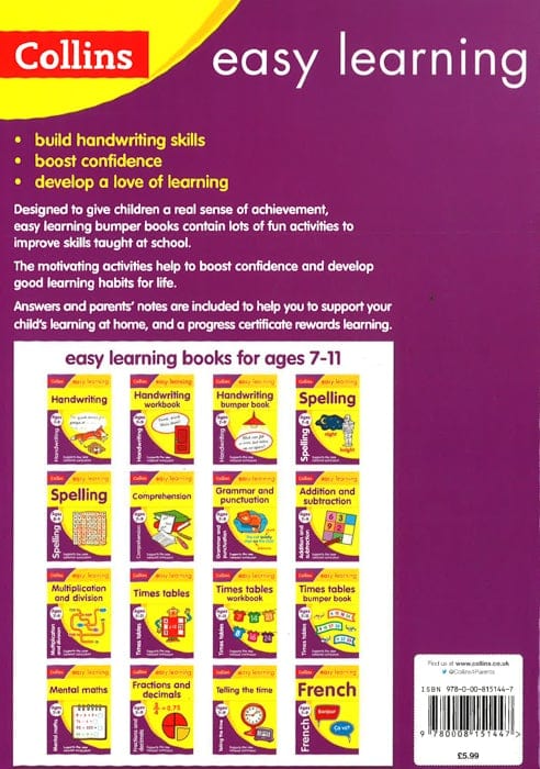 Handwriting Bumper Book Ages 7-9: Ideal For Home Learning (Collins Easy Learning Ks2)