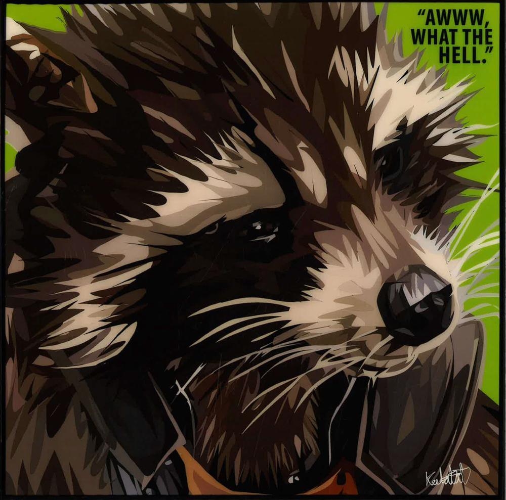 ROCKET RACCOON_'AWWW WHAT THE HELL' POP ART (10X10)