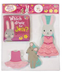 WHICH DRESS FOR JESS? BATH BOOK AND FOAM STICKER SET